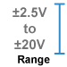 This device measures 2.5 Volts to 20 Volts.