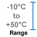 This device measures -10 to +50°C (+14 to +122°F).