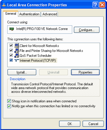 Local Area Connection Properties